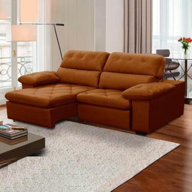Imagem de Sofa Retratil Reclinavel 2 Lugares 2,30M Crystal Veludo Laranjadolanso