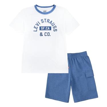 Imagem de Levi's Conjunto de 2 peças de camiseta e shorts para bebês meninos, Branco brilhante, 6