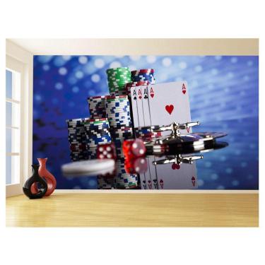 Imagem de Papel De Parede 3D Salão De Jogos Cartas Poker 3,5M Jcs79