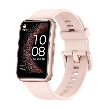 Imagem de HUAWEI Relógio FIT Special Edition, tela HD AMOLED de 4.2 cm, GPS integrado, gerenciamento avançado de saúde, mais de 100 modos de treino, compatível com dispositivos Android e iOS, rosa nebulosa