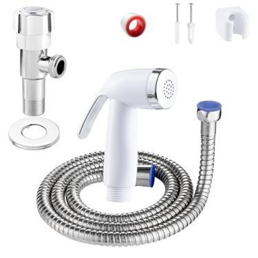 Imagem de Ducha Higienica Metal ABS Cromado Banheiro Completa 1 4Volta com Gatilho Branco