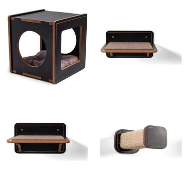 Imagem de Playground Para Gatos Chloe   Nicho Frente Quadrado Preto