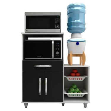 Imagem de Armário Multiuso Irlanda Com Fruteira E Nicho Micro-Ondas Branco/Preto - Lumil