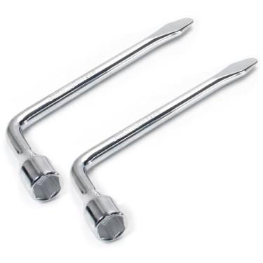 Imagem de Utoolmart Chave de pneu sobressalente de carro para macaco - ferramenta de reparo de soquete de extremidade ranhurada tipo L hexagonal 21 mm 2 peças