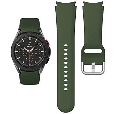Imagem de KIMAIXA Pulseira de relógio de 20 mm, pulseira de silicone compatível com Samsung Galaxy 5 40 mm 44 mm/5 Pro 45 mm/4 44 mm/4 Classic 42mm 46mm/3 41mm/Active Active 2 pulseira esportiva de silicone macio masculina feminina, verde oliva