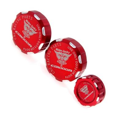 Imagem de Riderjacky CNC 6061 alumínio motocicleta dianteira e embreagem freio e freio traseiro cilindro tampa do reservatório de fluido para HONDA CB1000R CB 1000R 2009-2016 CB1000 R (vermelho)