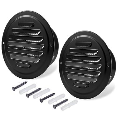 Imagem de Capa de ventilação redonda de 15 cm, capa de ventilação de ar de grade de ventilação de parede de aço inoxidável preta FocuVenHom com malha fina integrada para garagem, apartamento (150 mm - 2 peças)