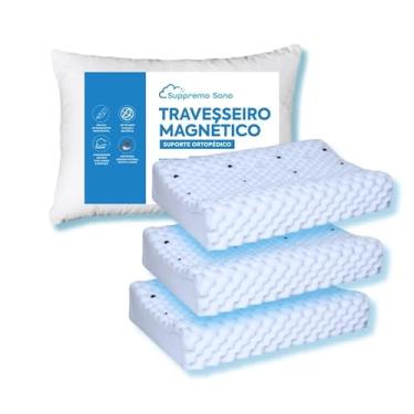Imagem de Kit 3 Travesseiro Cervical Magnético com Infravermelho Longo Ortopédico Alivia Dor Coluna, Suppremo Sono