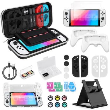 Imagem de 32 in1 Case Estojo Para Nintendo Switch Oled Acessórios Capa Protetora Para Com Compartimentos Bolsa Perfeita Para Viagens Estojo Bag de Proteção e Acessórios Para