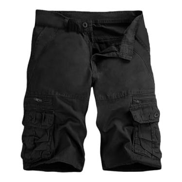 Imagem de Daygeve Calças de trabalho masculinas cor sólida casual esportiva jogging masculina bege calça cargo casual militar jogging, Preto, 44