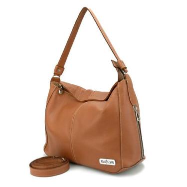 Imagem de Bolsa Feminina Sacola Hobo Média em Couro Legitimo Road Seven, Caramel