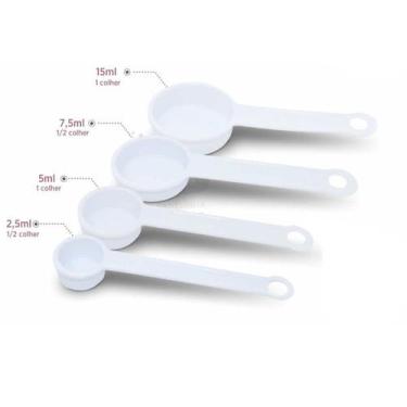 Imagem de Colher Medida 4 (Quatro) Peças Colher de Chá e Sopa Cor Branco Polipro