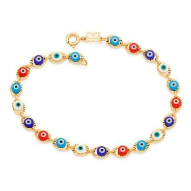 Imagem de Pulseira  banhado ouro 3x 24k 18k e 22k  feminina de olho grego romman