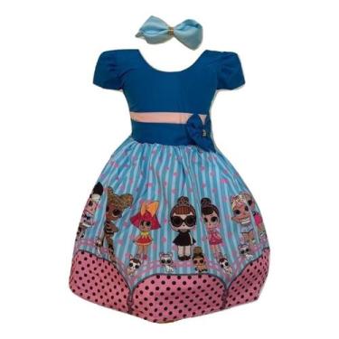 Imagem de Vestido Temático Lol Azul E Rosa - Pequenos Encantos Baby, Azul, PP 0/