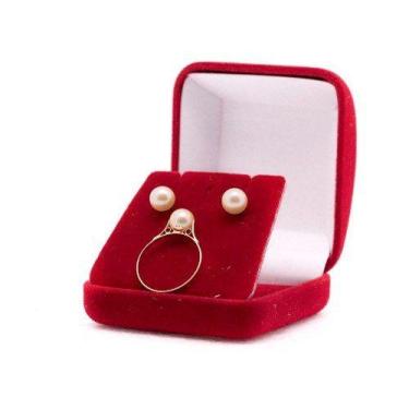 Imagem de Kit Anel E Brincos De Ouro 18k 750 Pérola Legítima 7mm - DR Joias
