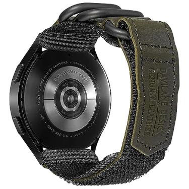 Imagem de DAVILANE Pulseira de relógio compatível com Samsung Galaxy, couro de liberação rápida de 20 mm e nylon para Galaxy Watch 6 Classic 47 mm 43 mm/6 44 mm 40 mm/5 40 mm 44 mm/5 Pro 45 mm etc.