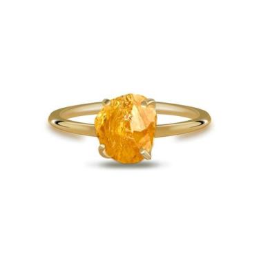Imagem de Aliança Citrino - Cristal Natural, Banho Ouro 18k