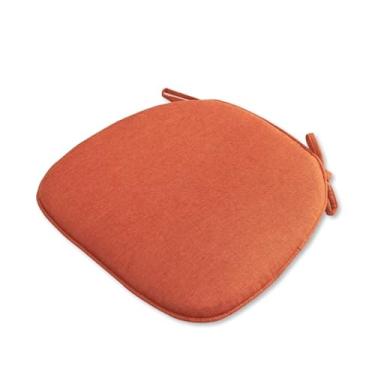 Imagem de DSUTMLE Almofada de assento antiderrapante com laços almofada de cadeira de linho de algodão quatro estações cor sólida respirável cor sólida almofada para cadeira de escritório, cadeira de mesa