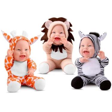 Imagem de Coleção com 3 Bonecas do Safari Babilina Planet Bebês Zebra Leão e Gir