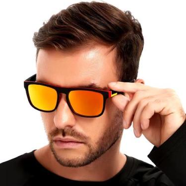 Imagem de Óculos De Sol Espelhado Vermelho POLARIZADO Quadrado Clássico Masculin