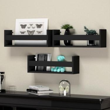 Imagem de Kit 3 prateleiras em Mdf formato de nicho para parede ideal para livro