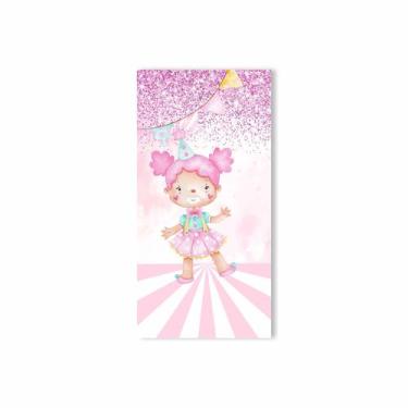 Imagem de Painel Vertical de Tecido Sublimado Palhacinha Circo Aquarela Rosa 100