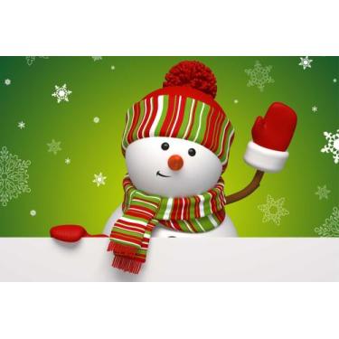 Imagem de Painel de Lona Natal Boneco de Neve Feliz - Fabrika de Festa, 300x200c