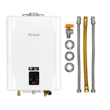 Imagem de Aquecedor de Água a Gás Rinnai E17 FEH 17 Litros Branco Gás GLP + Kit 