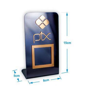 Imagem de Placa Pix Para Pagamento QR Code Em Acrílico Preta COR: Preto com Bron