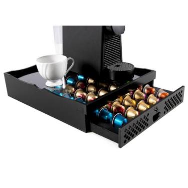 Imagem de Porta Capsulas bandeja Organizador Nespresso com gaveta e vidro - Braz