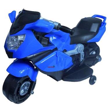 Imagem de Mini Moto Infantil Elétrica Azul com Luzes Som Frente e marcha Ré 6v  