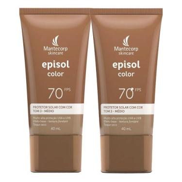 Imagem de Kit 2 Protetor Solar Episol Color Tom 3 Médio FPS 70 40ml