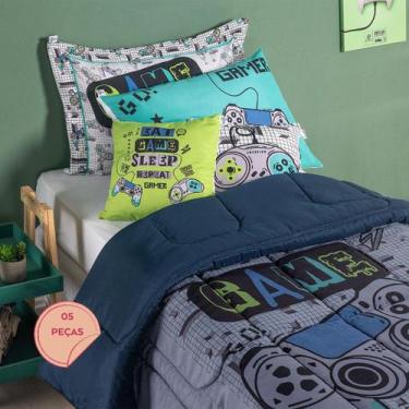 Imagem de Kit Edredom Infantil Estampado 05 Peças - Hipercal 400 Fios - Famiglia