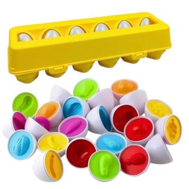Imagem de Brinquedo Educativo Jogo Encaixe Cartela 12 Ovos Coloridos - Company K