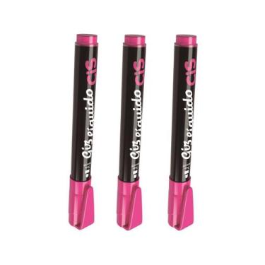 Imagem de Caneta Giz Líquido P/Vidro Lousa Vitrine Rosa Kit com 3 - CIS