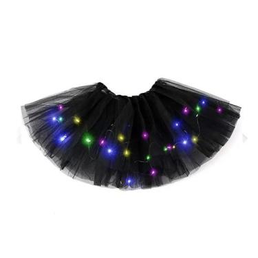 Imagem de Saia tule tutu led carnaval festa colorida fantasia - RPires, Preto, U