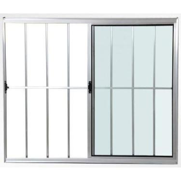 Imagem de Janela 2 folhas 1,20x1,50 com grade no alumínio brilhante - Comercial 