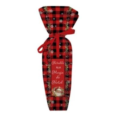 Imagem de Kit 3 Porta Vinho Com Fita Tecido Decorado Enfeite Natal - Rio Master