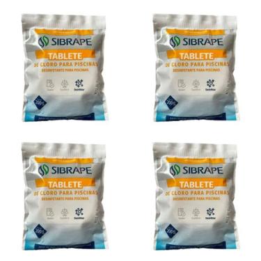 Imagem de Kit 4x Pastilha Tablete De Cloro Para Piscinas Sibrape 200g