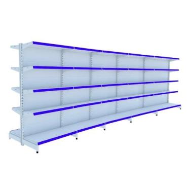 Imagem de Gondola Centro 170 Amapa Flex 40 Kit 5 Metros Branco PE Azul - Amapá -