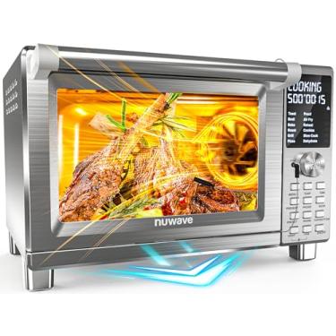 Imagem de Nuwave Bravo XL Pro Air Freyer Forno de torradeira com grelha combinada, novo sistema de convecção ultra rápido 2024, 35% mais crocante, 2 vezes mais uniformes, 142 pré-estabelecidos, 50-500F, sonda