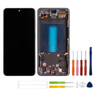 Imagem de SWARK Tela LCD OLED compatível com Galaxy S21 FE 5G [6,4 polegadas] (preto com moldura) (com função de impressão digital) SM-G990B Substituição de montagem digitalizador de tela sensível ao toque +