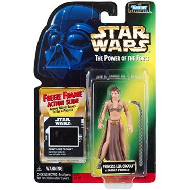 Imagem de Star Wars, The Power of The Force Green Card, Princess Leia Organa (Jabba's Prisoner) Action Figure with Freeze Frame Slide, 3.75 Inches