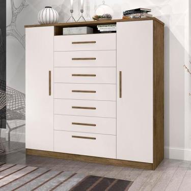 Imagem de Cômoda Para Quarto Grande Com Cabideiro Mega Jequitibá Off Wh