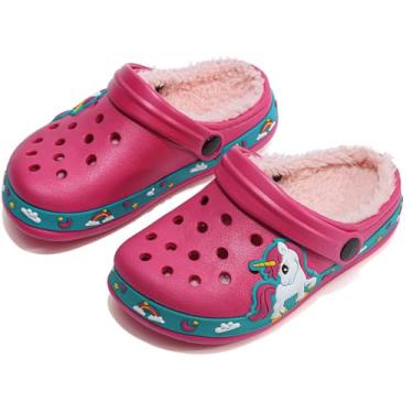 Imagem de Pantufas infantis forradas para jardim de inverno, sapatos de casa para crianças, tênis deslizantes para meninos e meninas, rosa, 22
