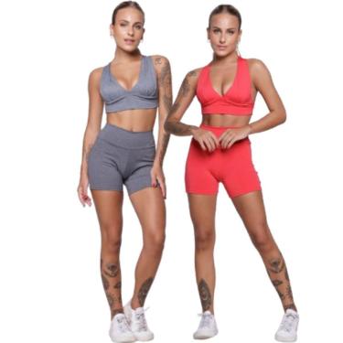 Imagem de KIT 2 Conjunto Top Com Bojo E Short Suplex Bella Fiore Roupa Para Academia Moda Fitness-Feminino