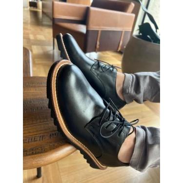 Imagem de Sapato Social Masculino Casual Oxford Derby Sola Tratorado De Amarrar 