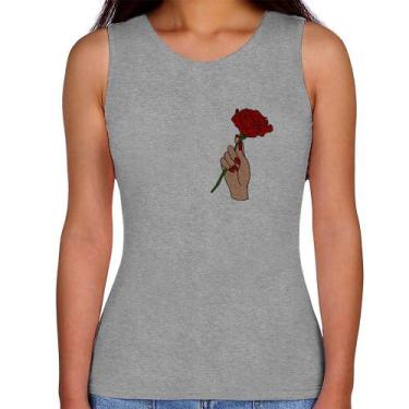 Imagem de Regata Feminina A Rose for you - Foca na Moda, Cinza, G