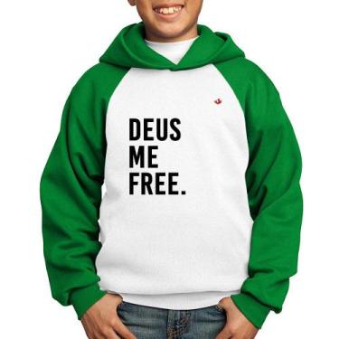 Imagem de Moletom Infantil Deus me free - Foca na Moda, Branco, Verde, 2