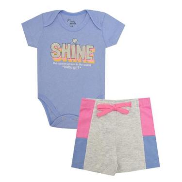 Imagem de Conjunto Body Bebê 2 peças Suedine e Moletinho - KiMagia, Kw051 azul, 